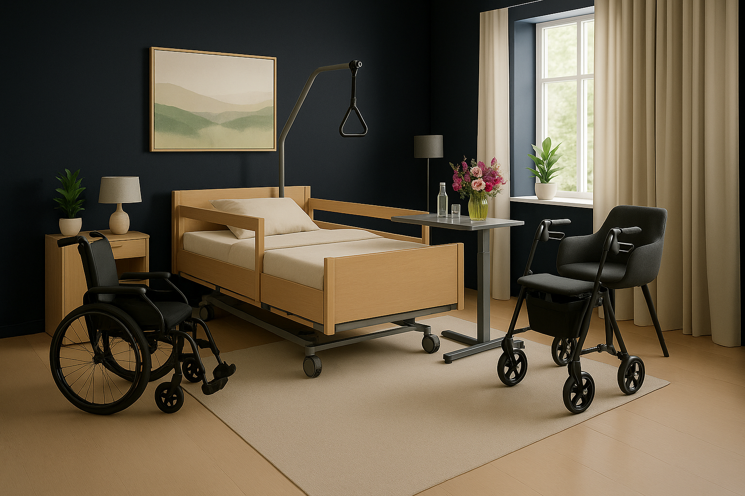 Pflegebett zuhause im Schlafzimmer